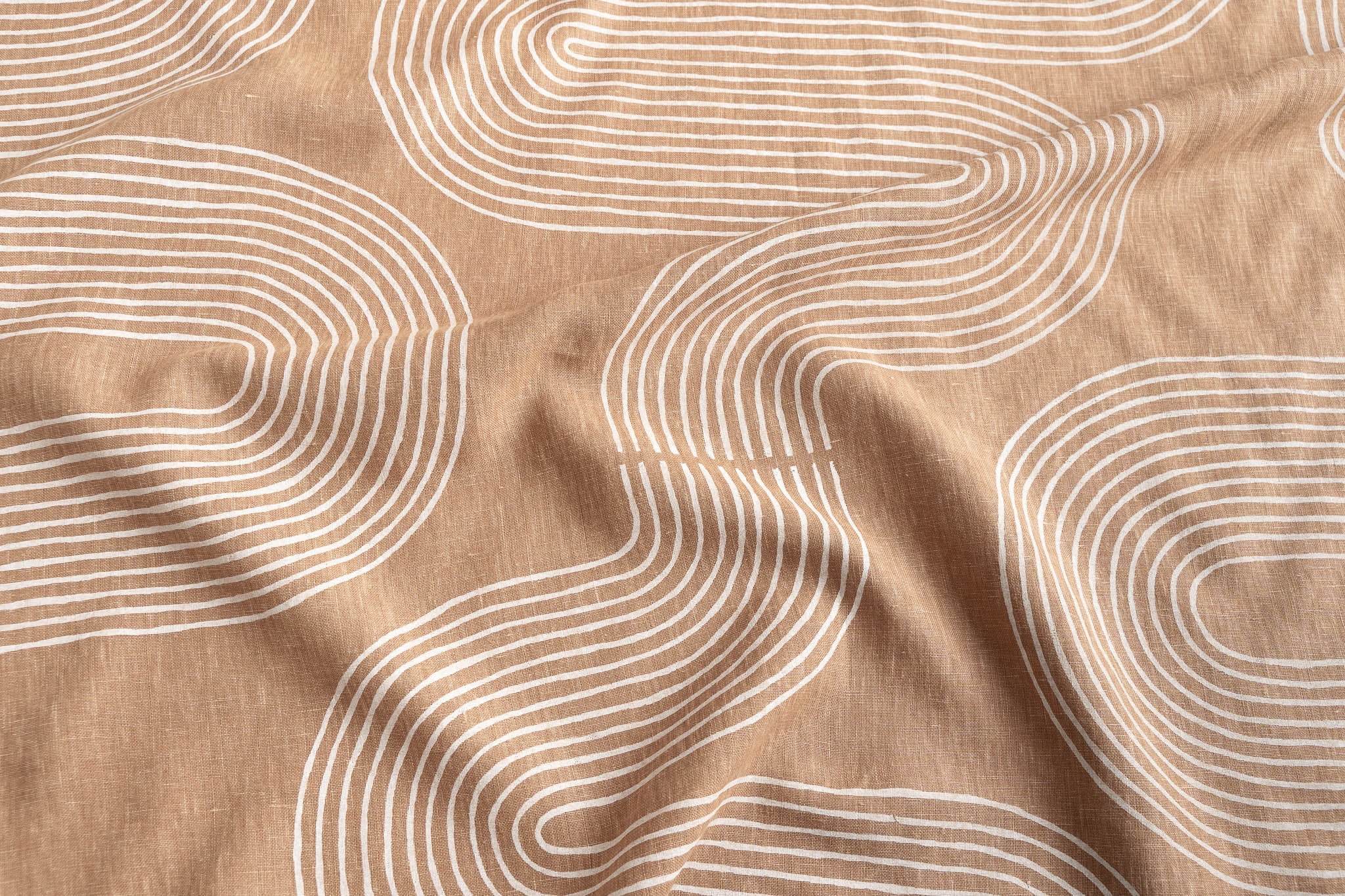 Riverbend in Soft White on Spice Curtain and blind sample