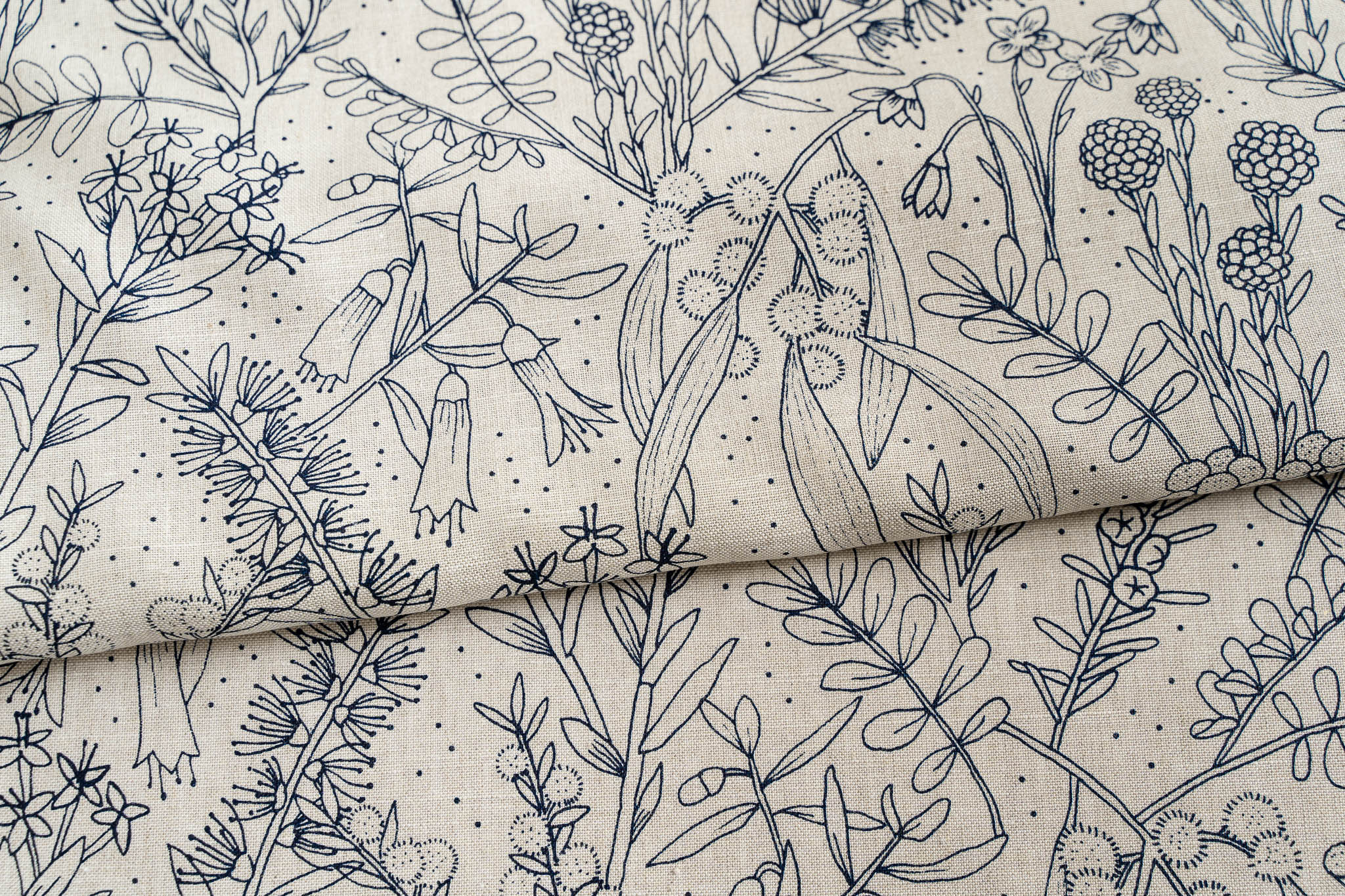 Merri Creek in Tasman on Oatmeal Curtain and blind sample