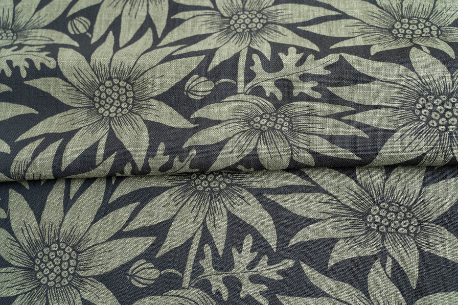 Flannel Flower in Coal on Spinifex Heavyweight