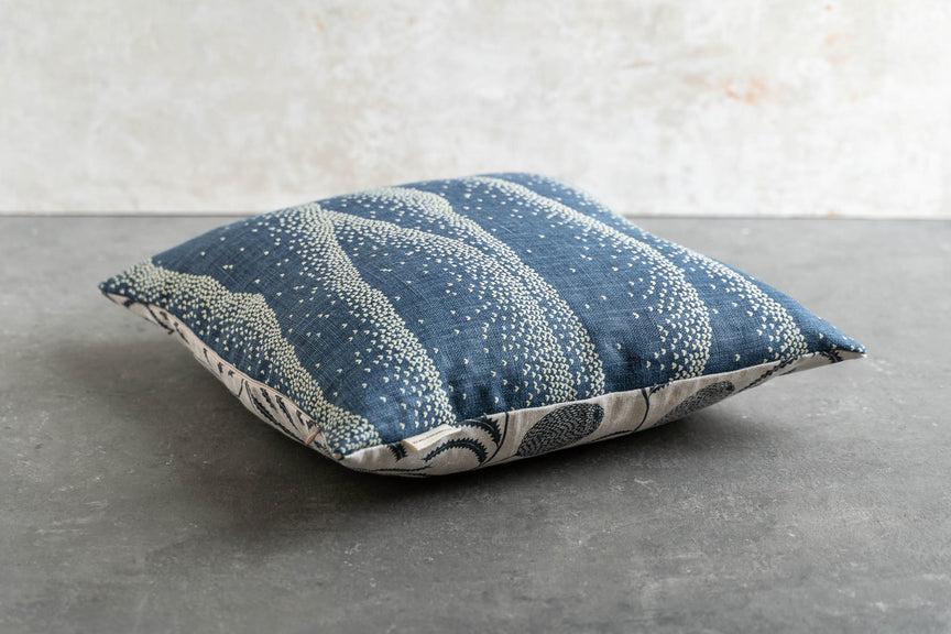 Mountainscape in Cream on Indigo Heavyweight
