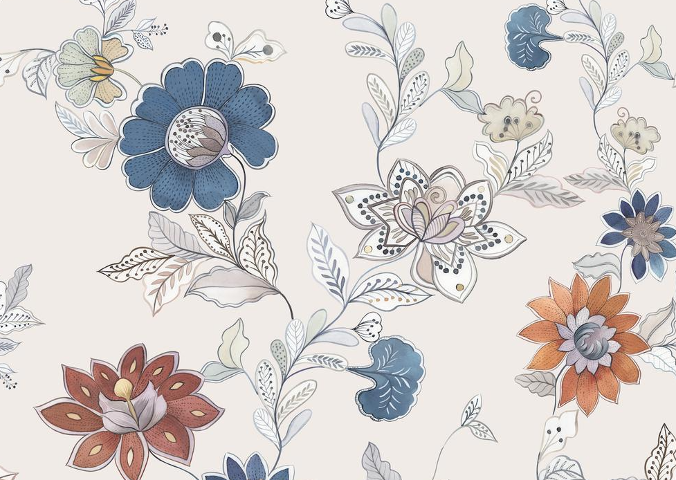 Fall Blooms and Leaves Wallpaper sample