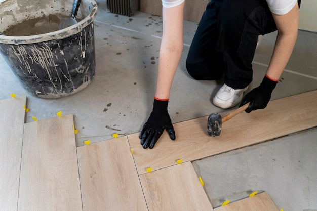 Laminate tile flooring sample