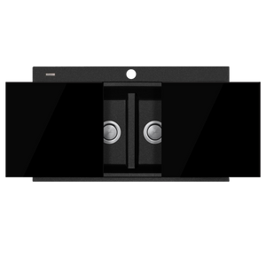 Santorini Black Double Bowl Topmount Sink With Glass Top