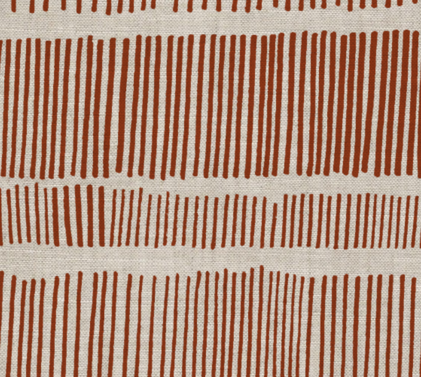 Sticks in Rust on Oatmeal Curtain and blind sample